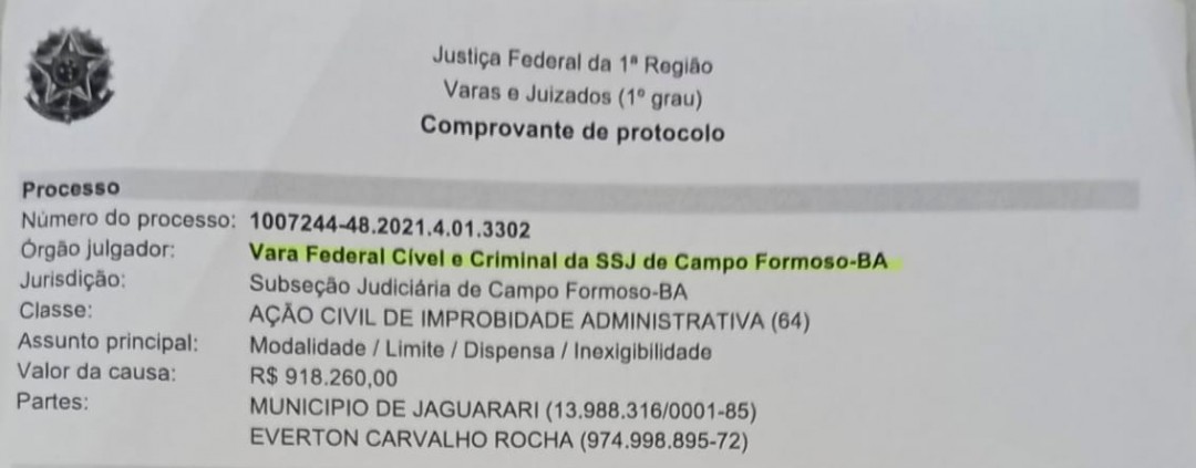 Município de Jaguarari abre processo contra ex-prefeito por improbidade administrativa por aplicação indevida dos recursos do FUNDEF