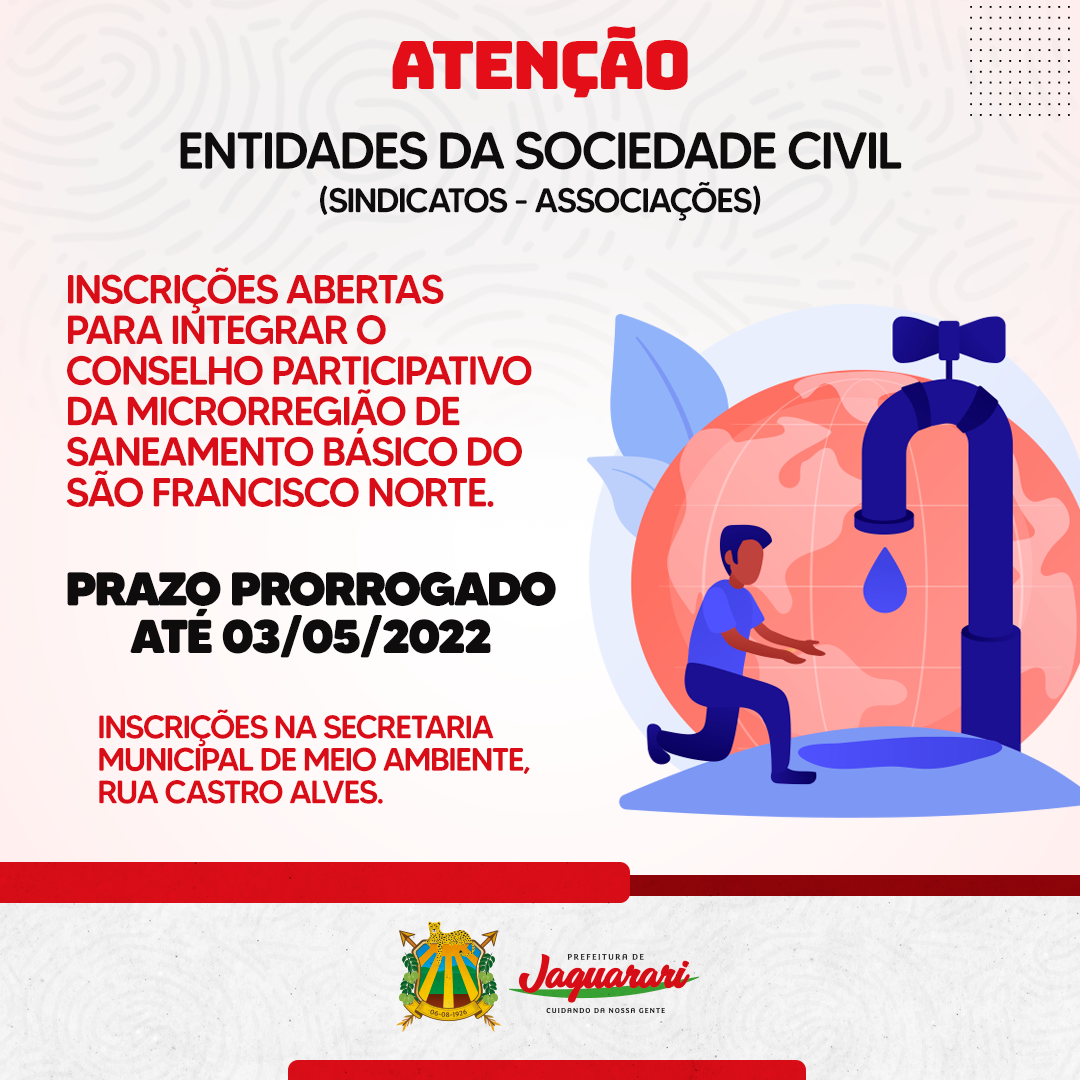 Abertas as inscrições para o Conselho Participativo da Microrregião de Saneamento Básico do São Francisco Norte